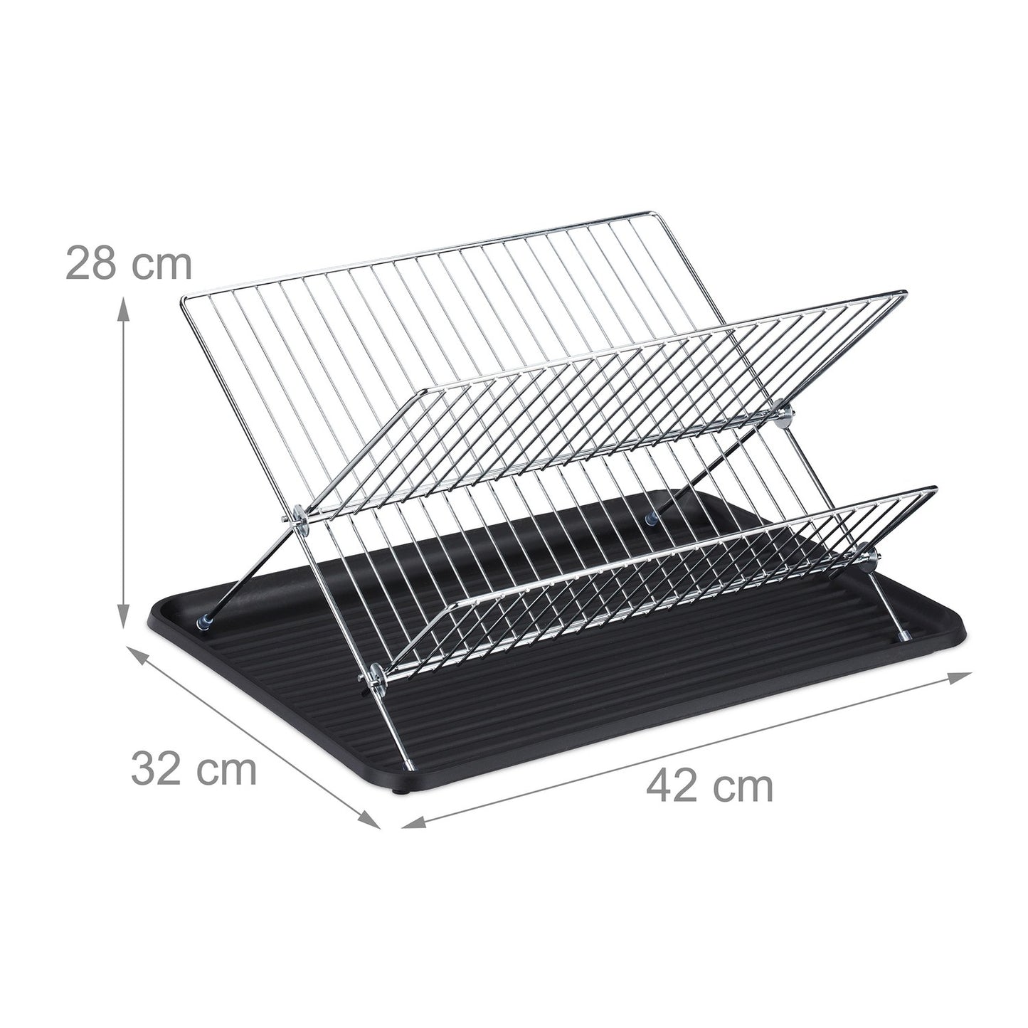 Foldable dish rack with drip tray