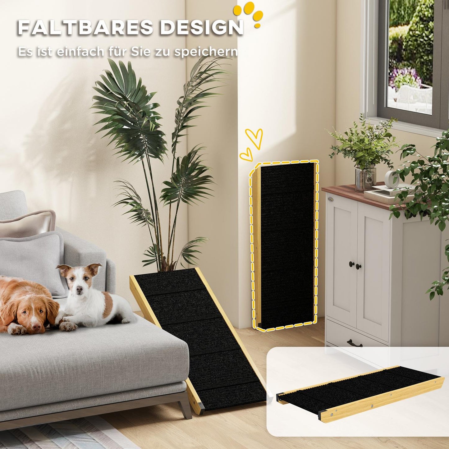 Adjustable collapsible dog ramp, non-slip, supports up to 15 kg