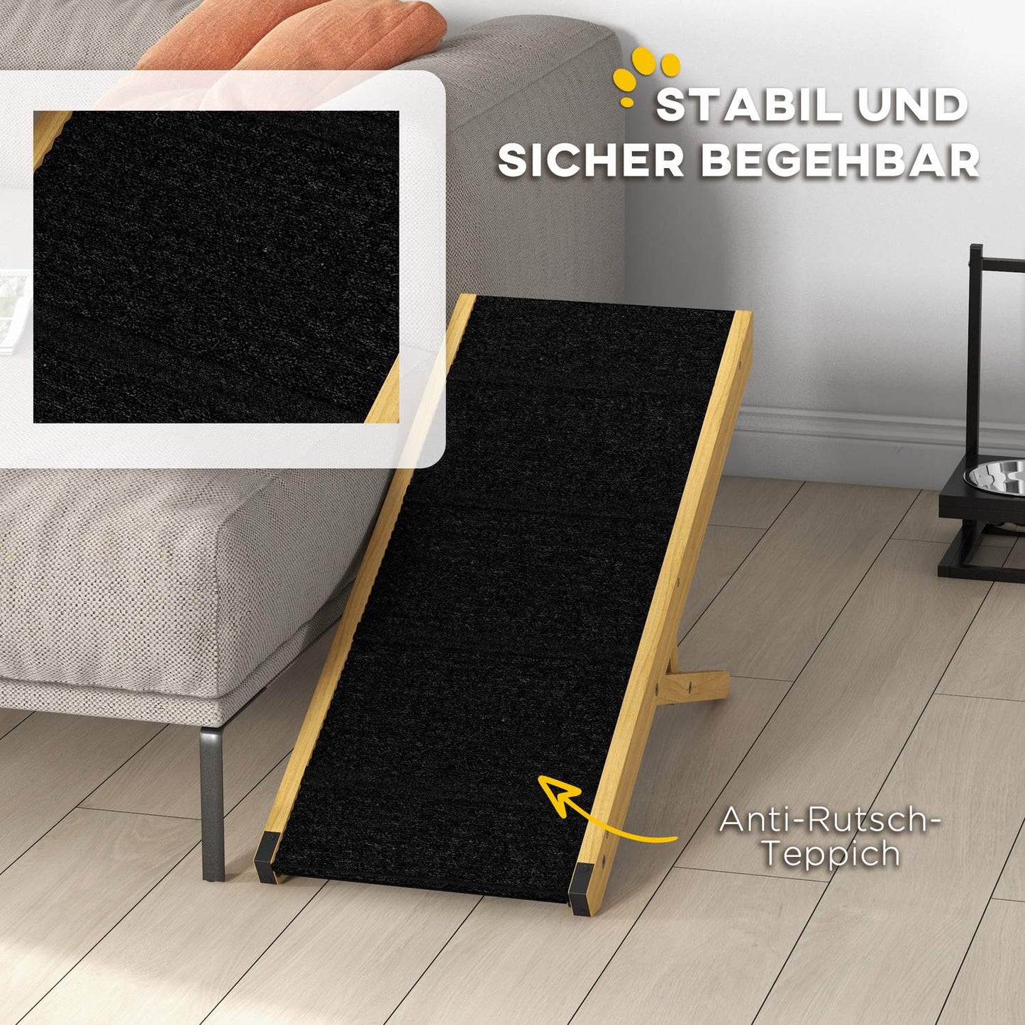 Adjustable collapsible dog ramp, non-slip, supports up to 15 kg