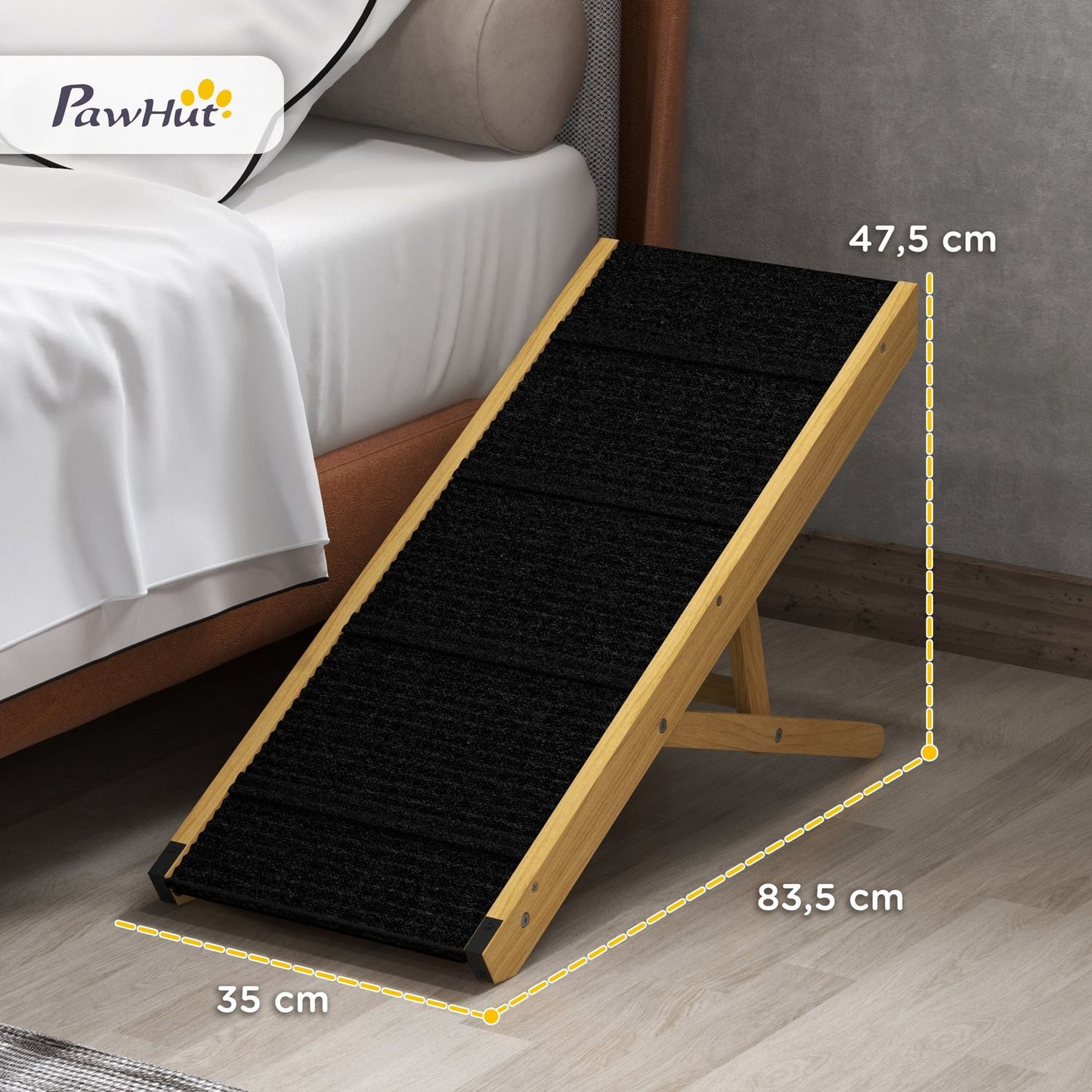 Adjustable collapsible dog ramp, non-slip, supports up to 15 kg