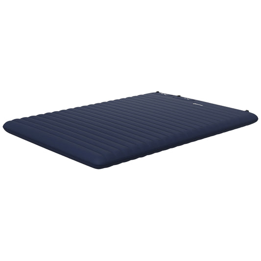Foldable double air mattress with foot pump and carrying bag