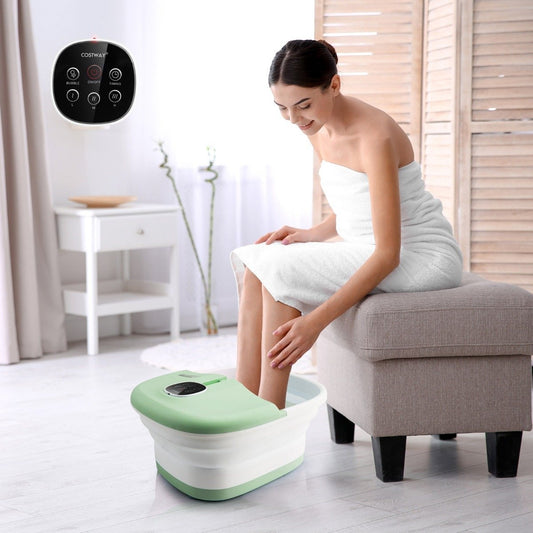 Foldable foot bath with heat foot bath with remote control massager 33.5 x 41 x 20.5 cm green