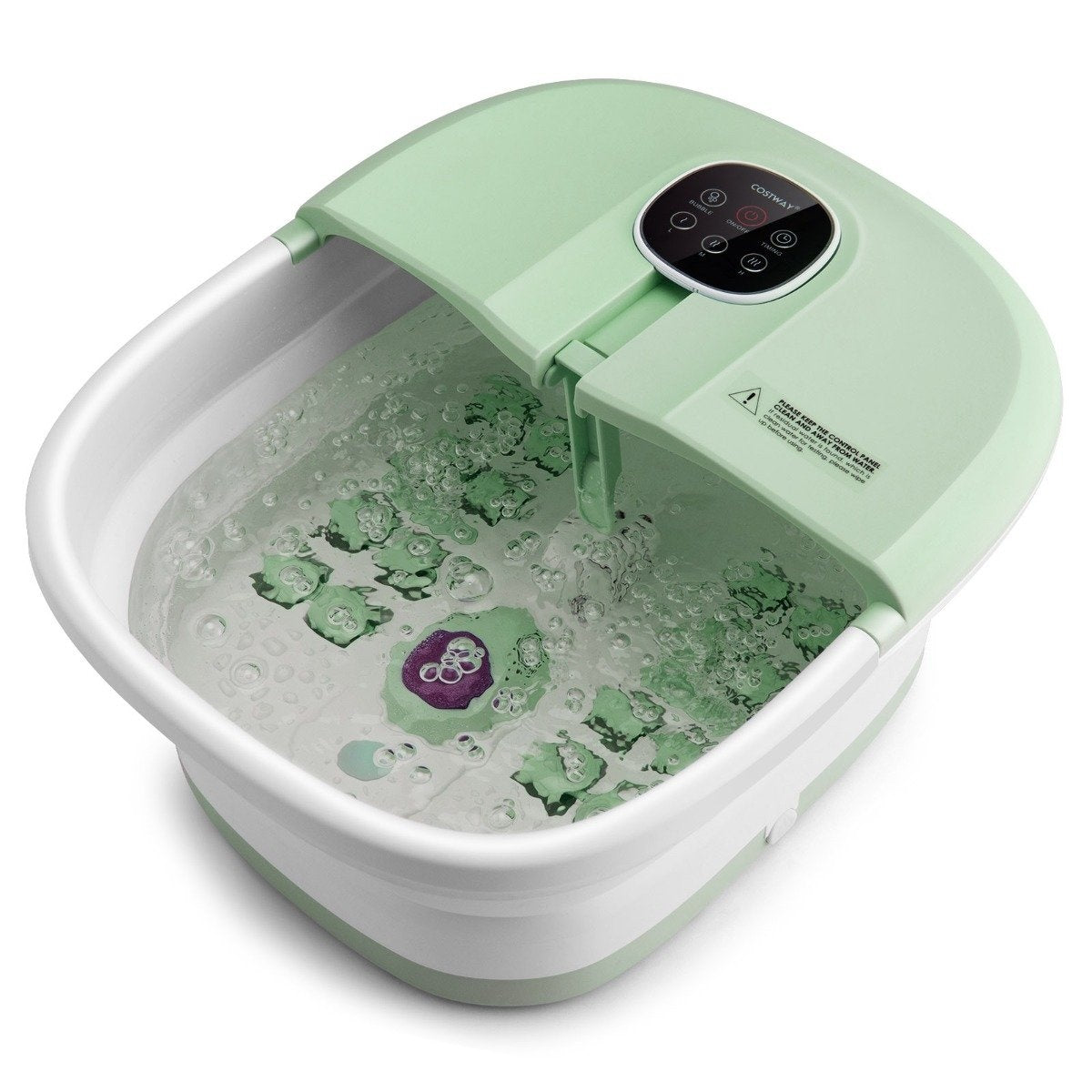 Foldable foot bath with heat foot bath with remote control massager 33.5 x 41 x 20.5 cm green