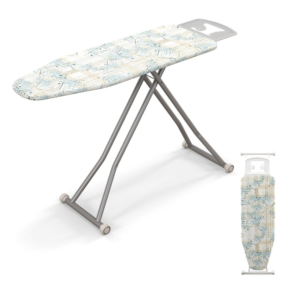 Foldable ironing board with iron rest &amp; 7 Adjustable height ironing table with a load capacity of up to 30 kg, striped L