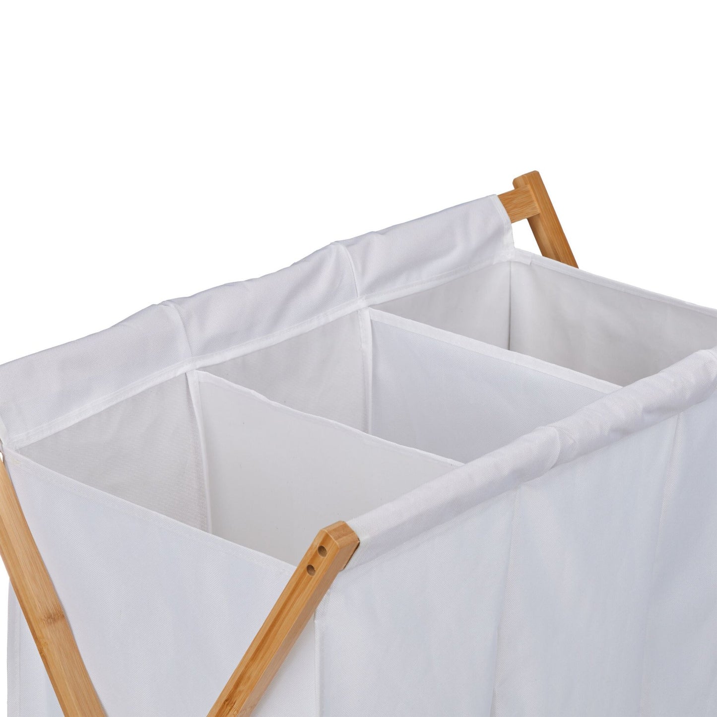 Foldable laundry basket with 3 compartments