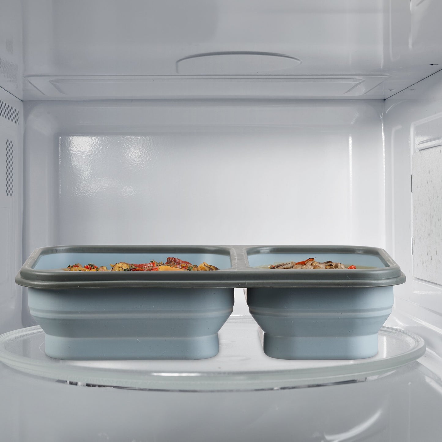 Foldable lunch box with 2 compartments