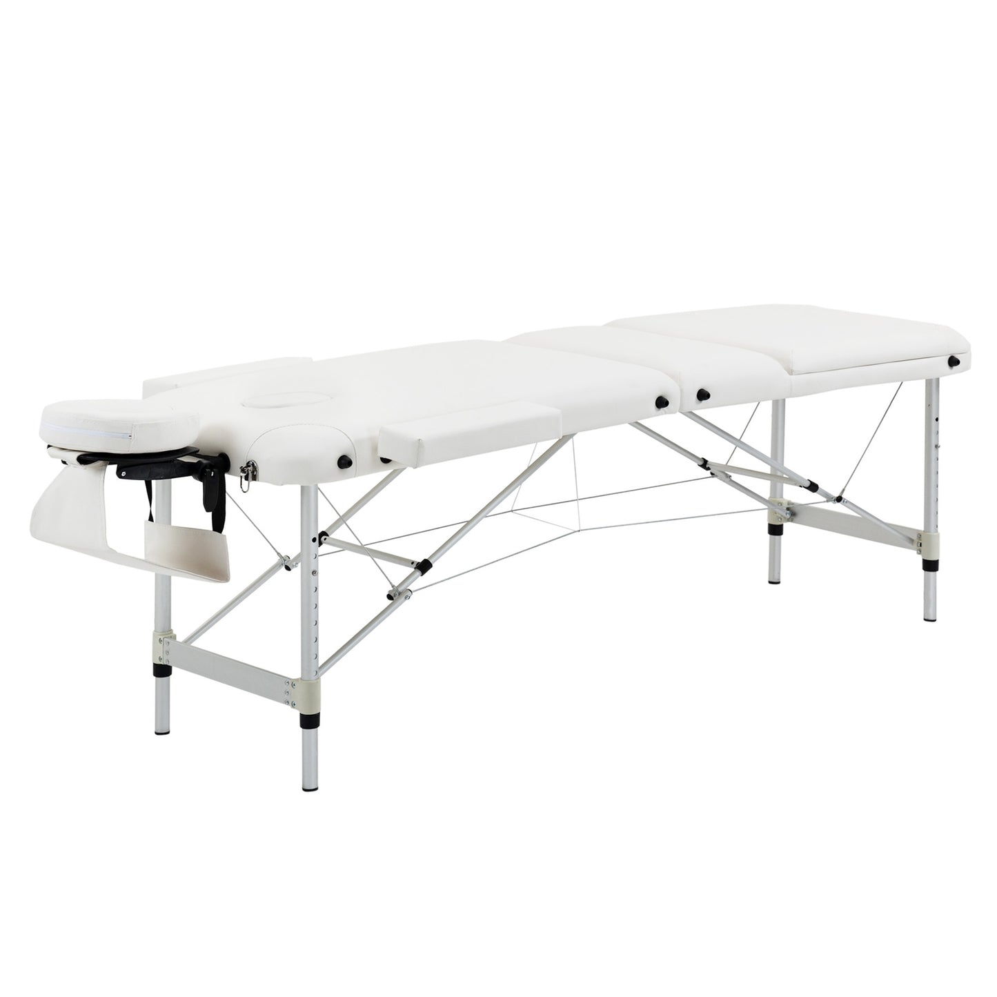 Height-adjustable massage table with cushion, white 215x60 cm
