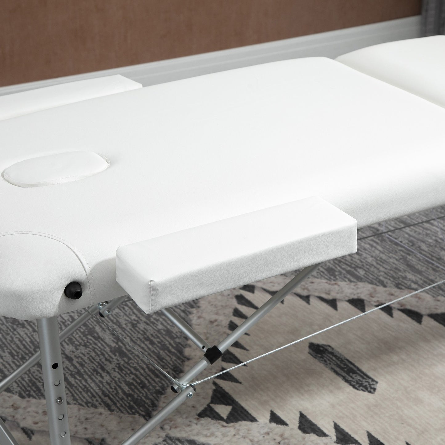 Height-adjustable massage table with cushion, white 215x60 cm