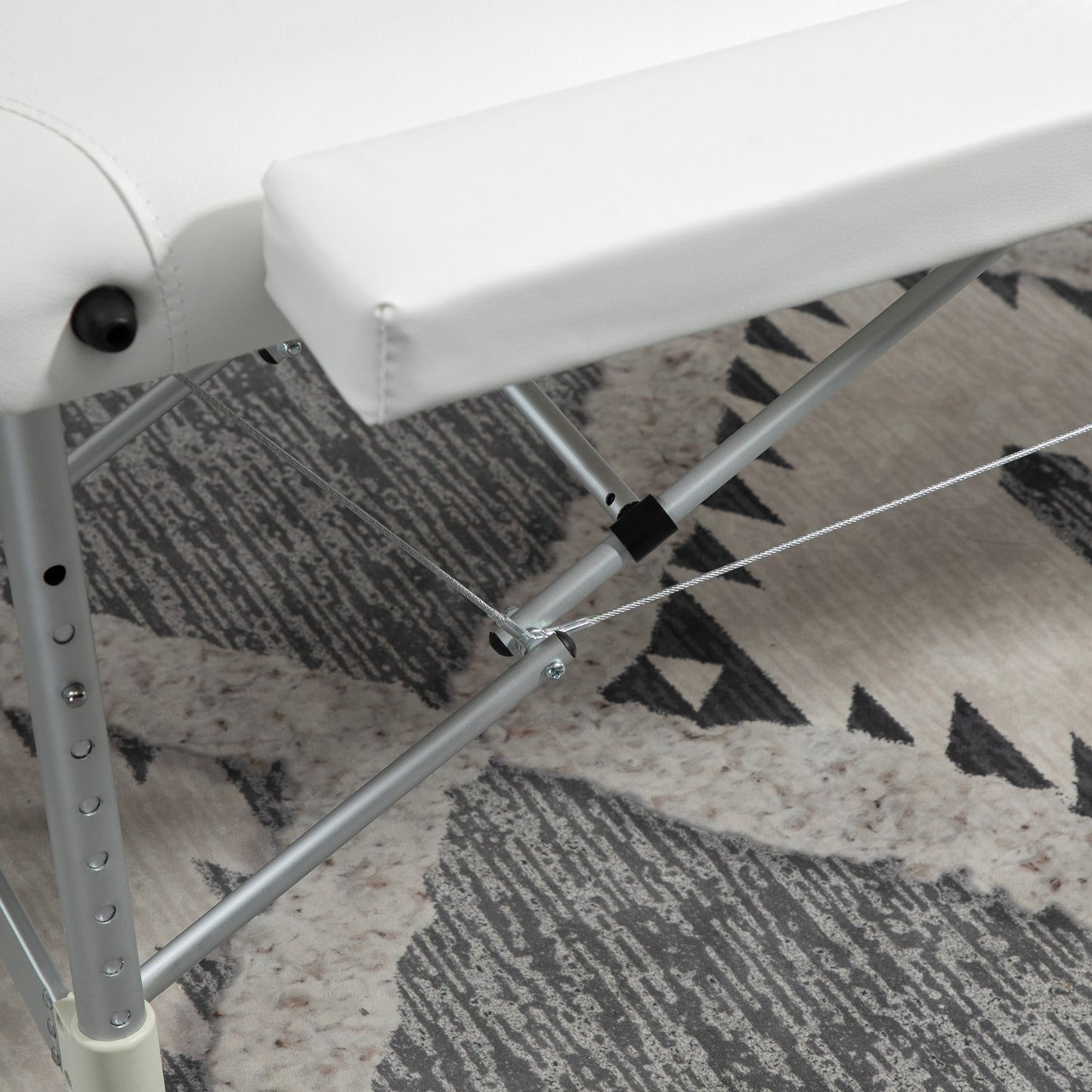Height-adjustable massage table with cushion, white 215x60 cm