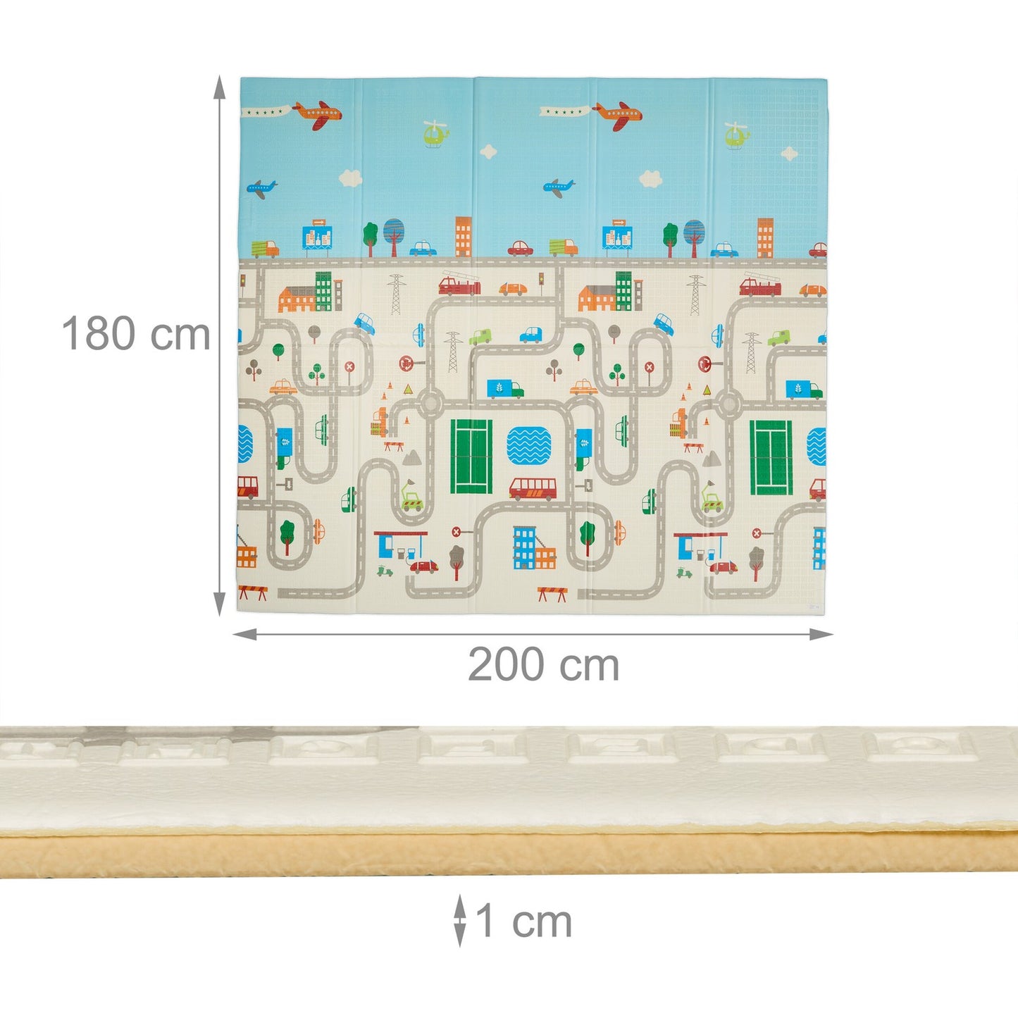 Foldable play mat animals and road