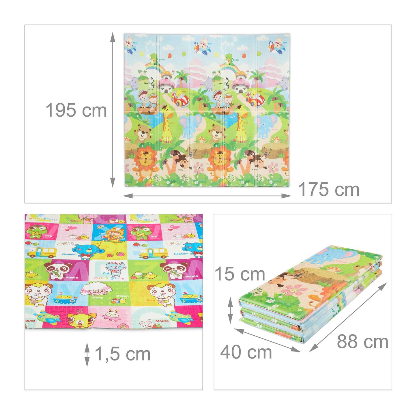 Foldable play mat safari motif