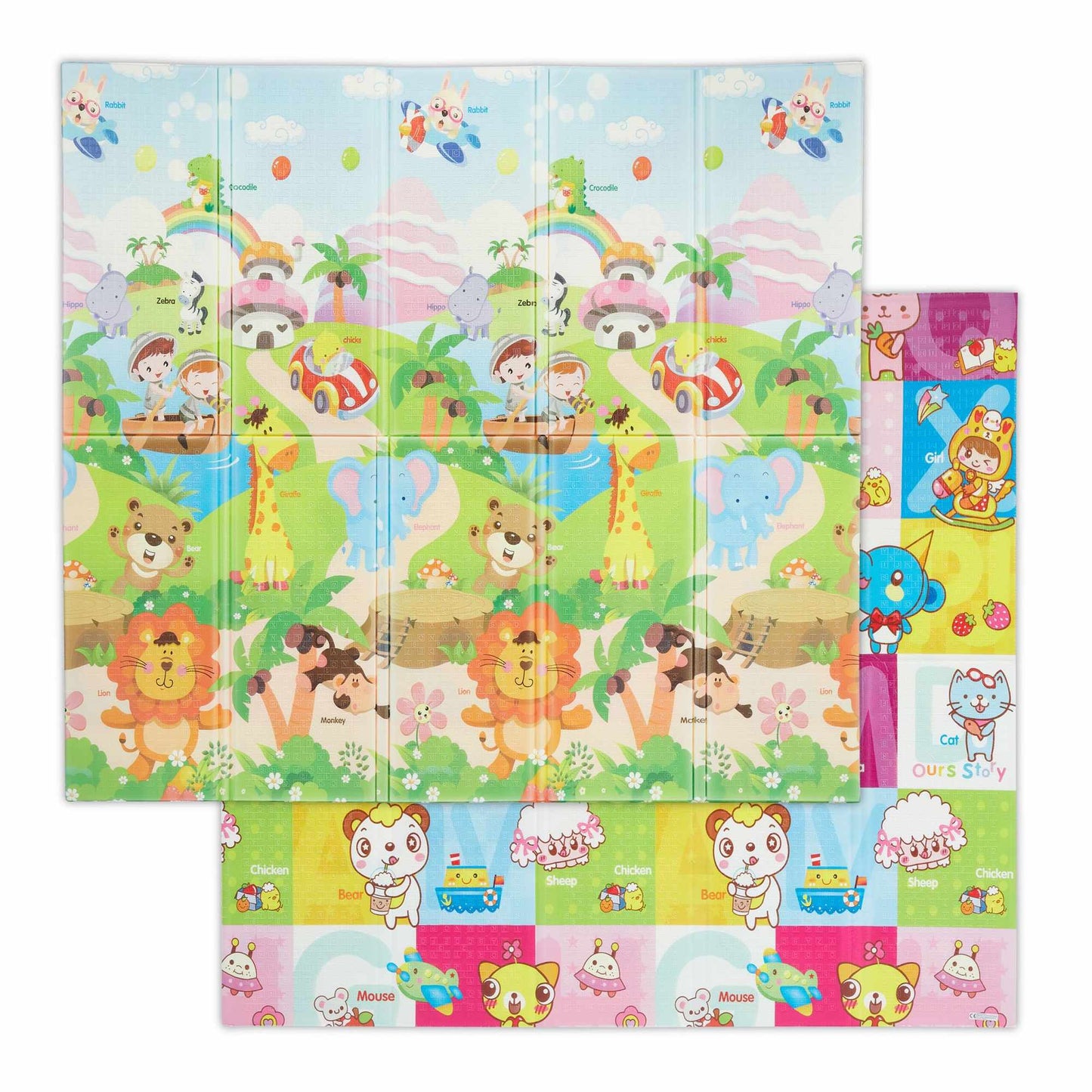 Foldable play mat safari motif