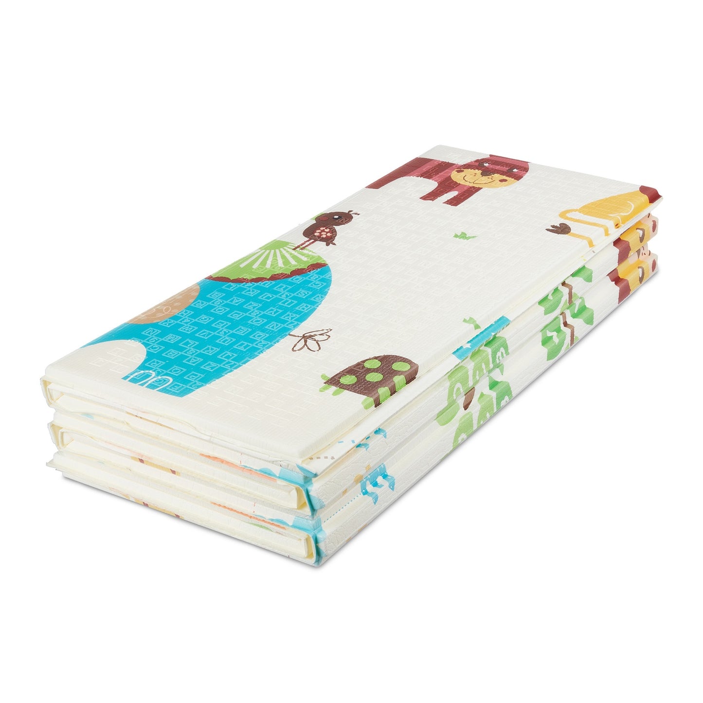 Foldable play mat with animal motifs