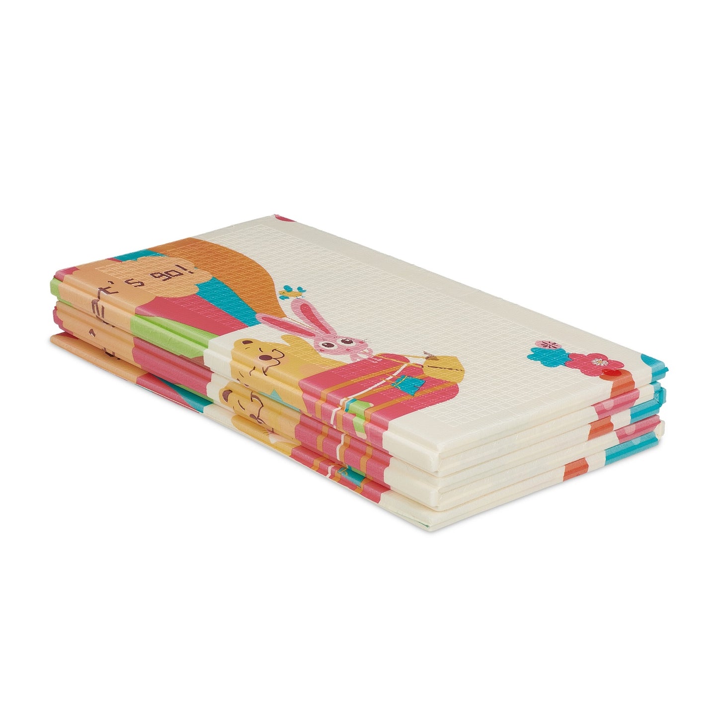 Foldable play mat with animal motifs