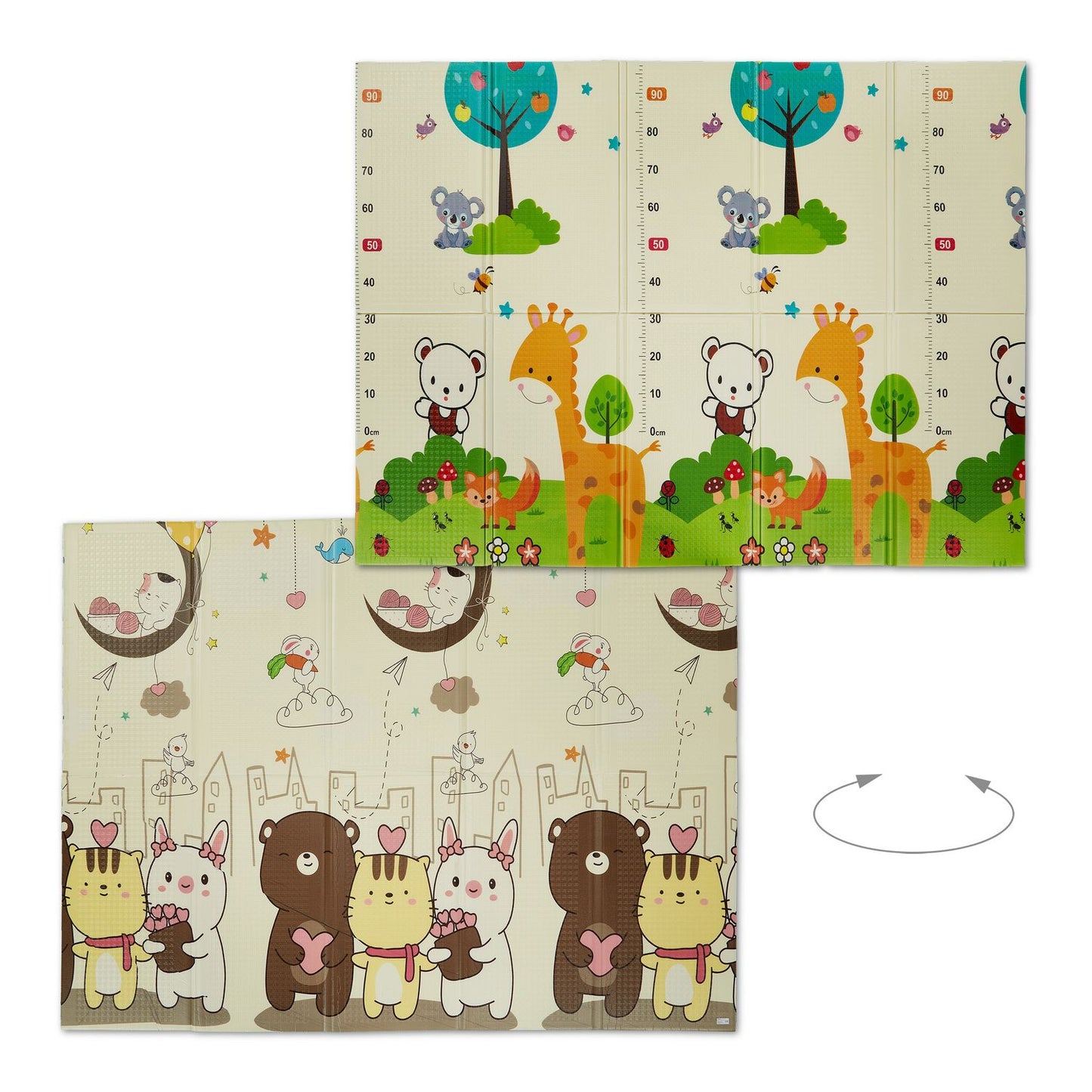 Foldable play mat with animal motifs