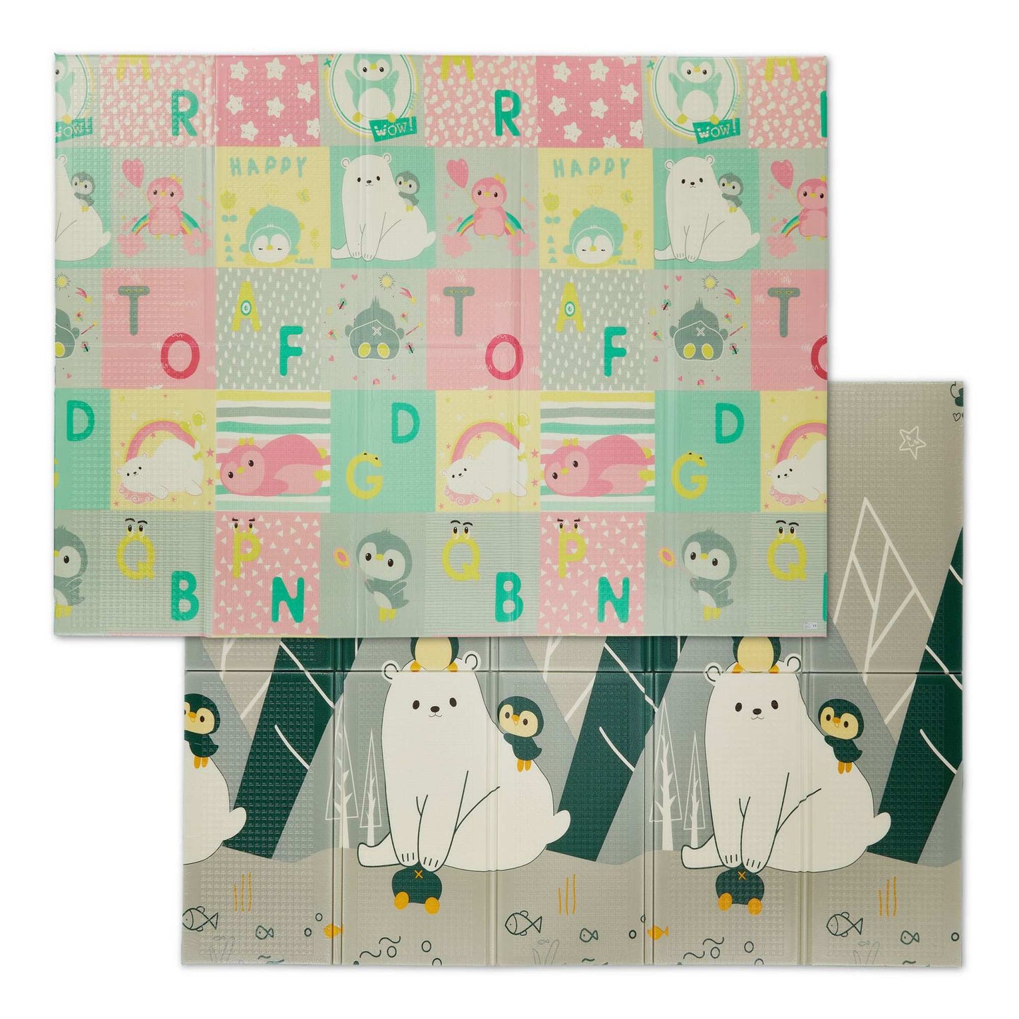 Foldable play mat with animal motifs