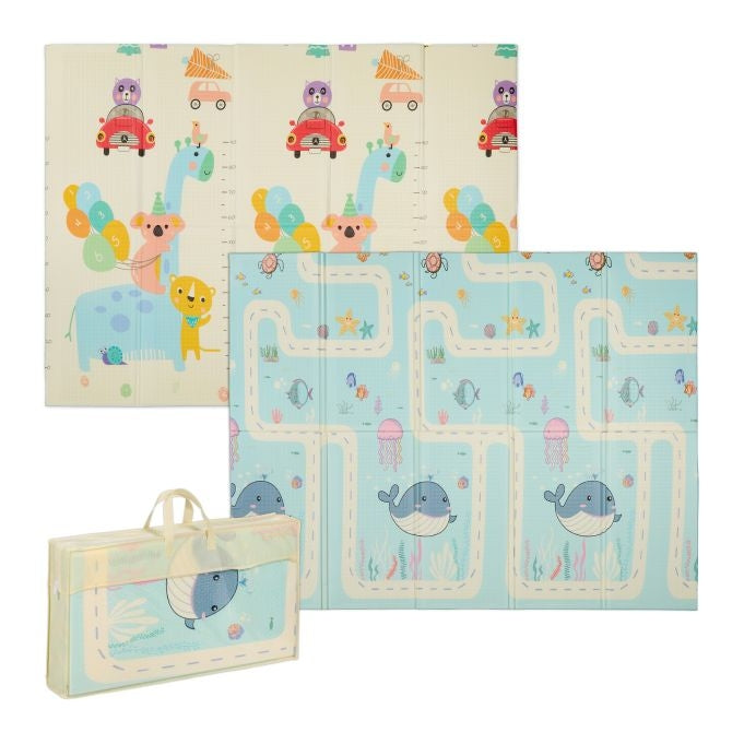 Foldable play mat with cute animal motifs