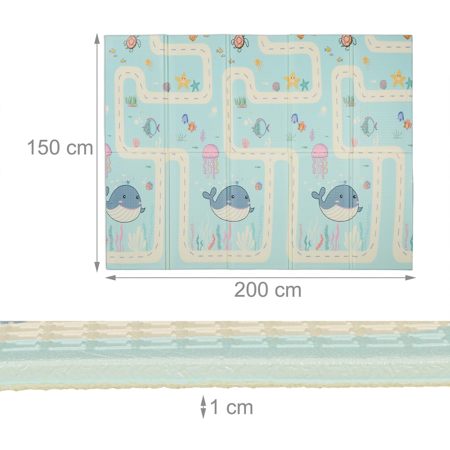 Foldable play mat with cute animal motifs