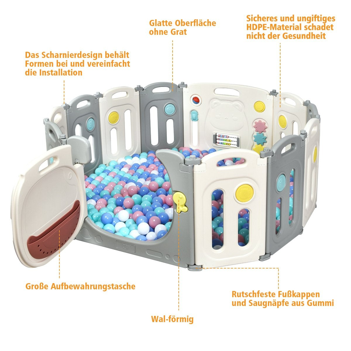 Foldable playpen with 12 panels baby playpen portable play fence