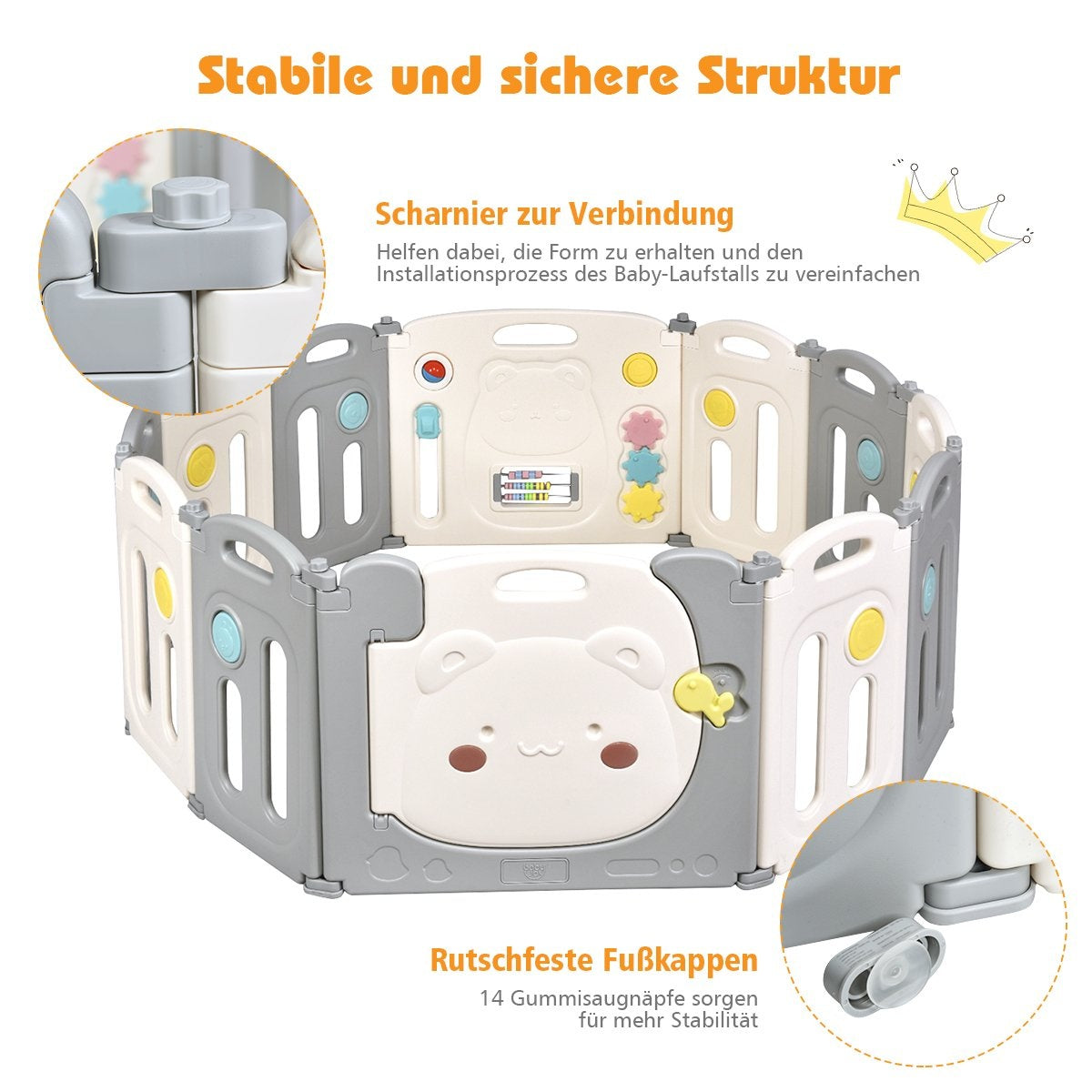 Foldable playpen with 12 panels baby playpen portable play fence