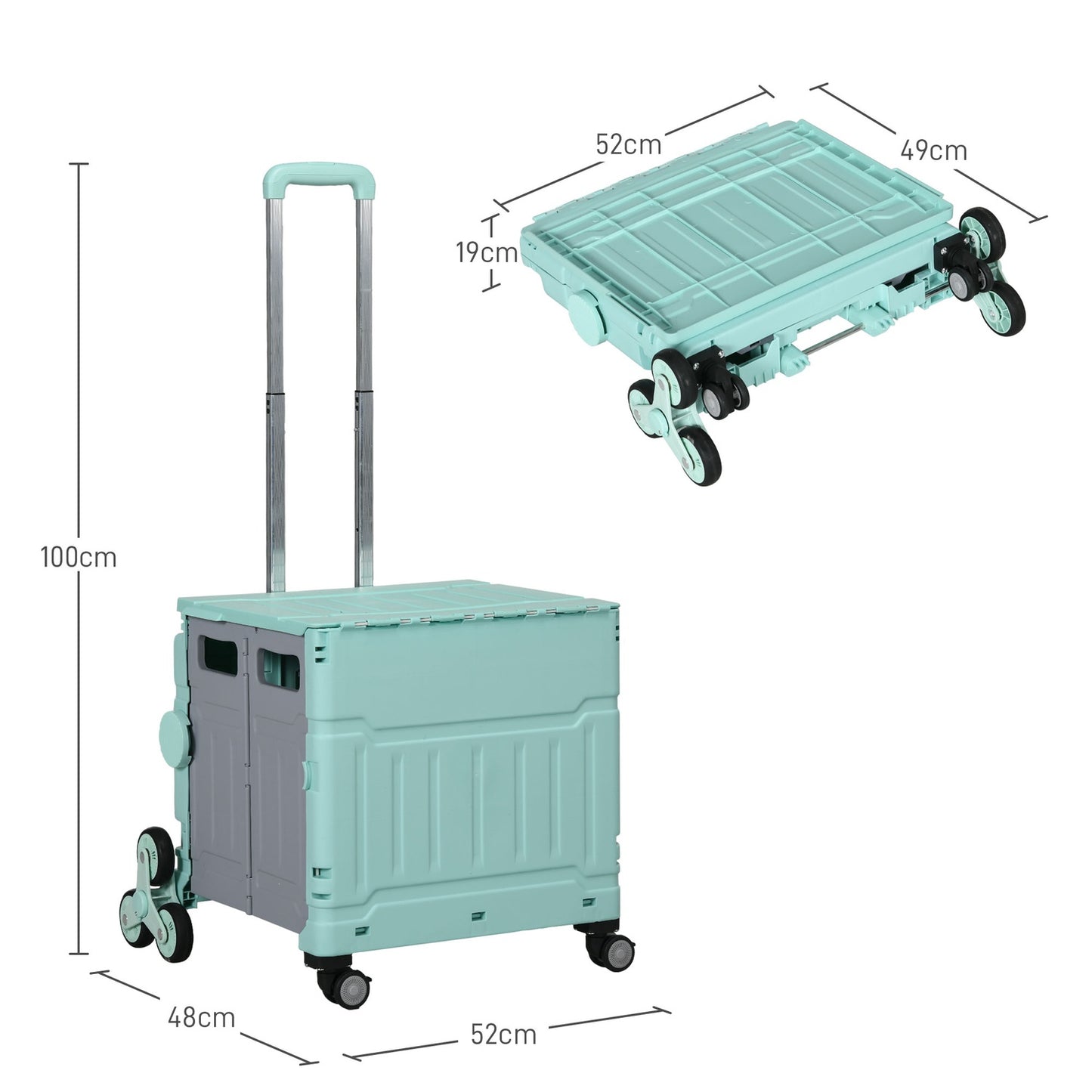 Folding shopping trolley - 80 kg capacity, telescopic handle