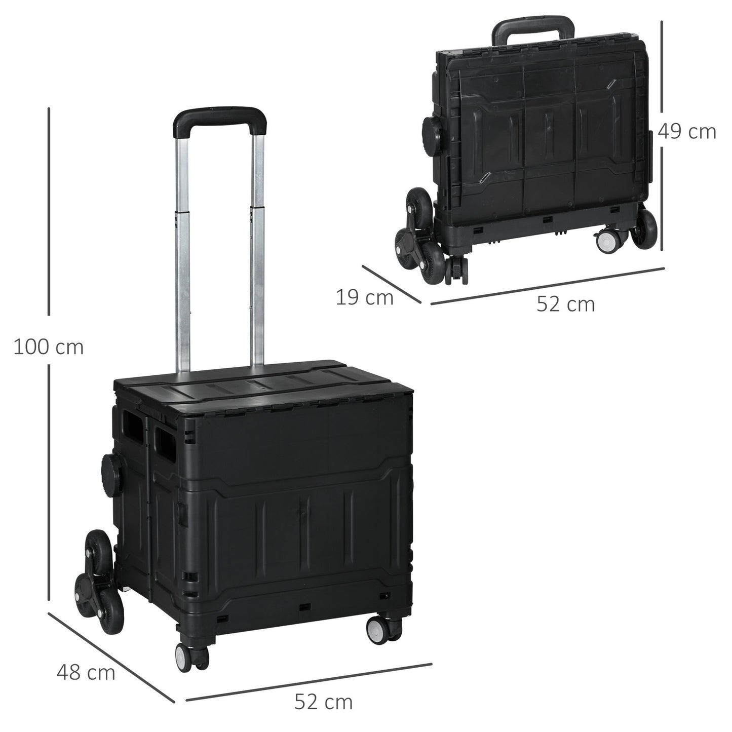 Folding shopping cart, 80 kg capacity, stair climber