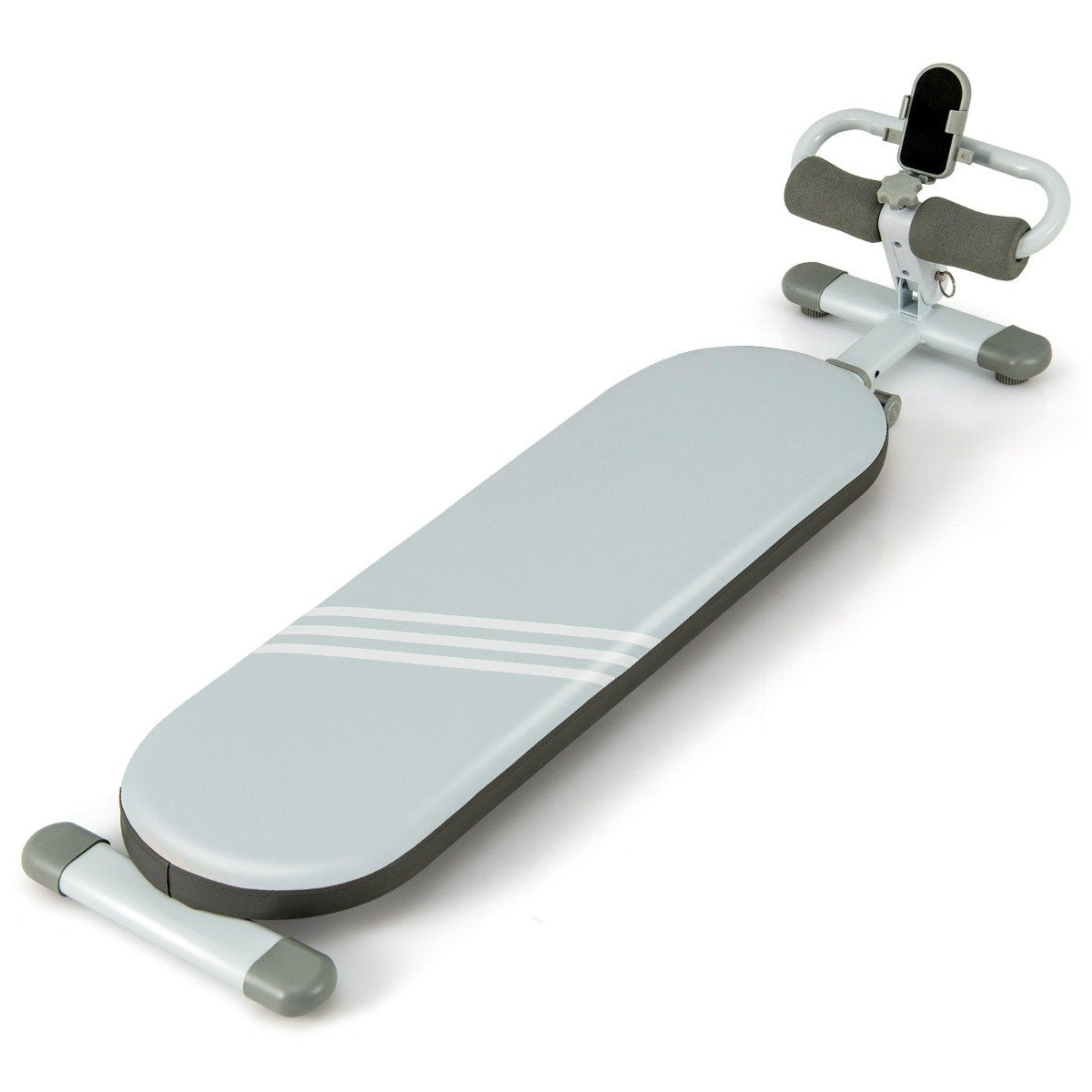 Foldable sit-up bench with 3 adjustable angles and mobile phone holder. Blue