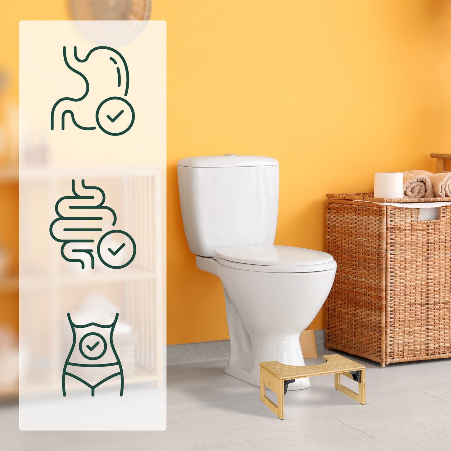 Foldable toilet stool made of bamboo