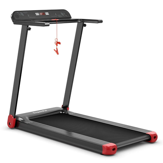 Foldable treadmill for home with app control Bluetooth speaker red