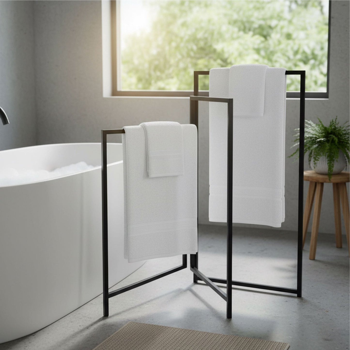 Folding 3-Arm Iron Towel Rack – Space-Saving, Freestanding