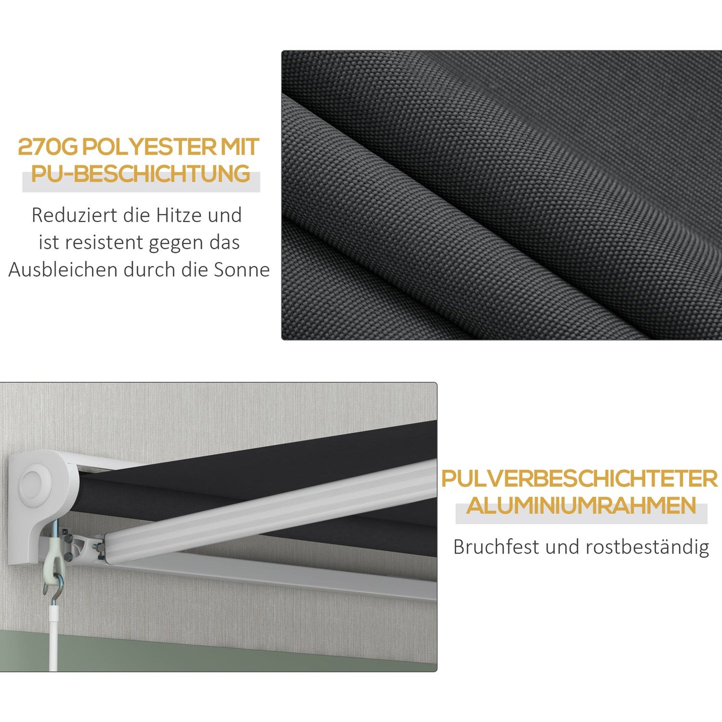 Electric folding arm awning, 4x3m, Remote controlled, Grey