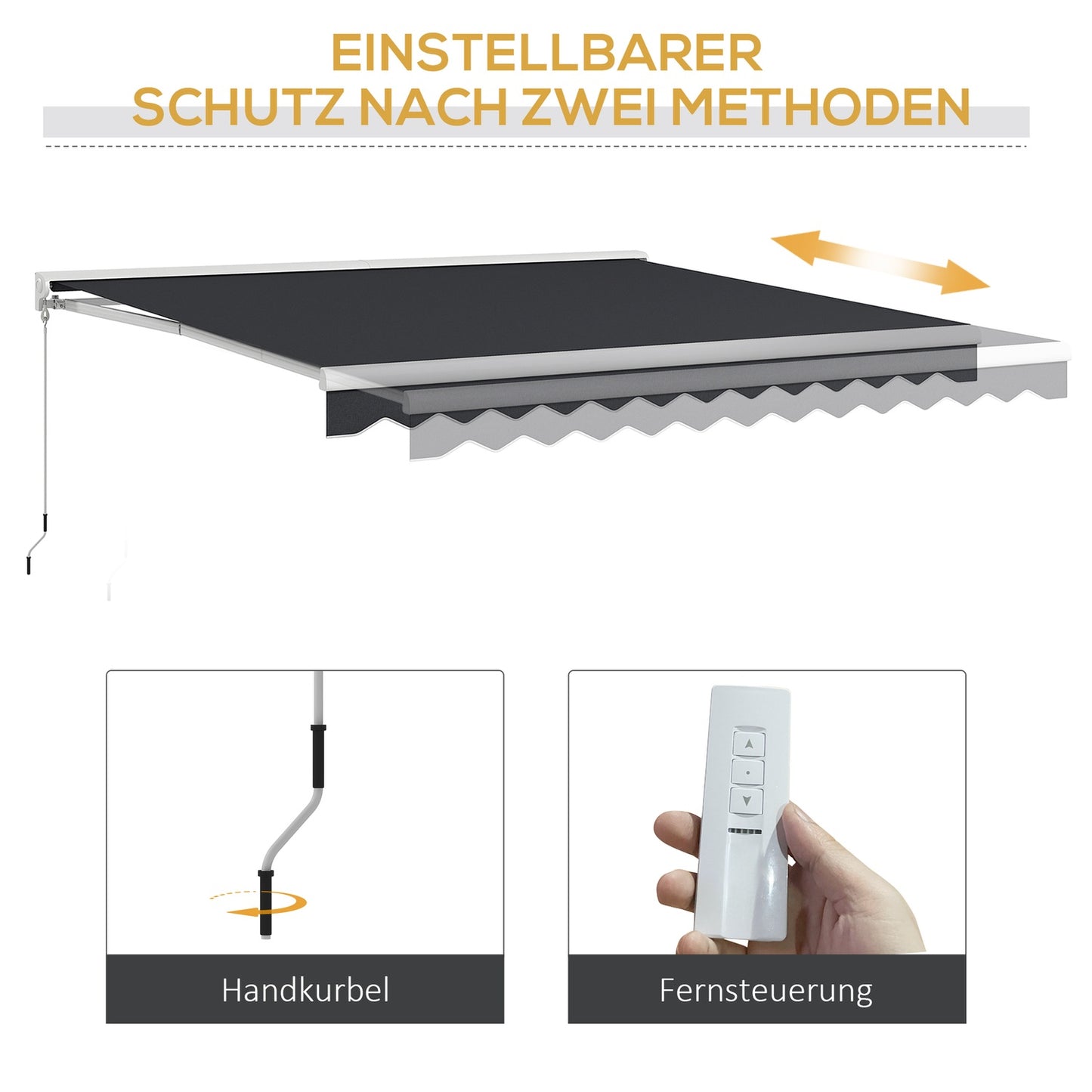 Electric folding arm awning, 4x3m, Remote controlled, Grey