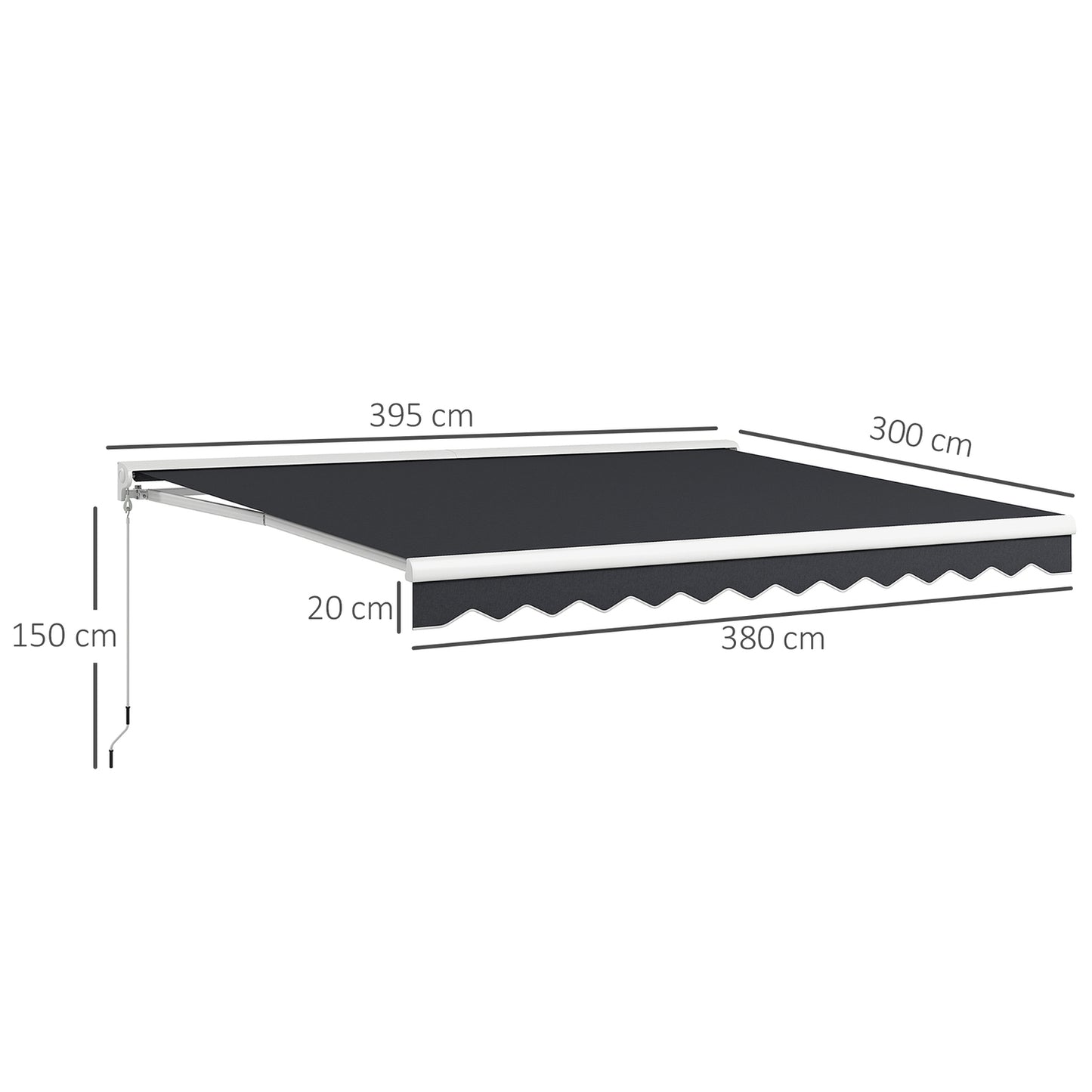Electric folding arm awning, 4x3m, Remote controlled, Grey