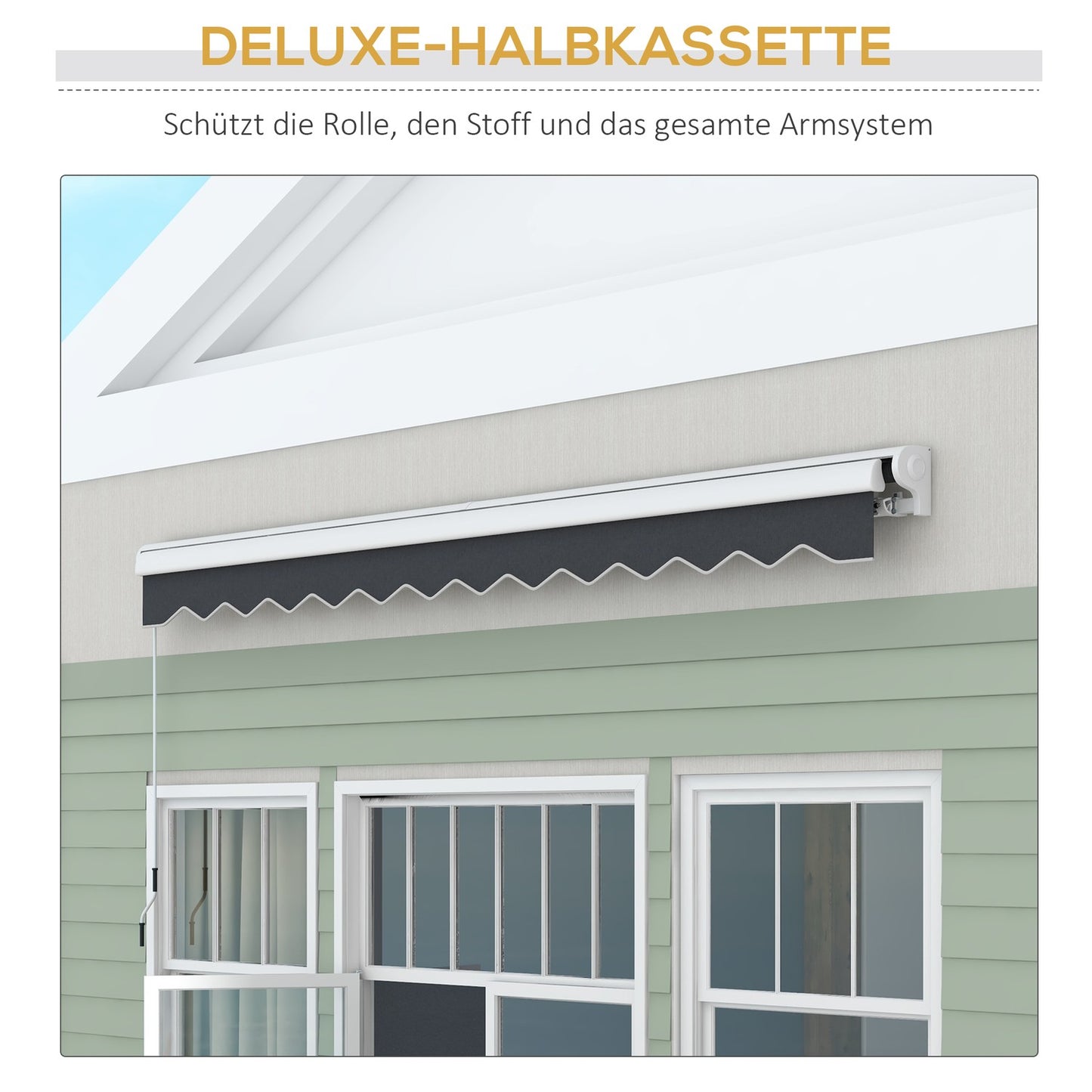 Electric folding arm awning, 4x3m, Remote controlled, Grey