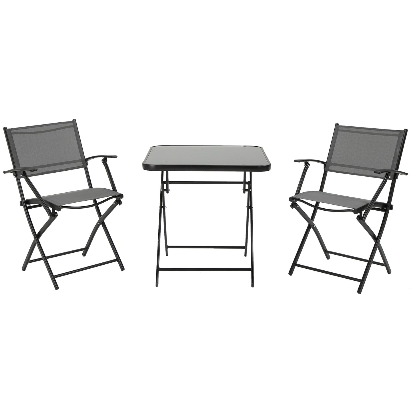 Balcony folding set - 2 chairs & table, metal mesh
