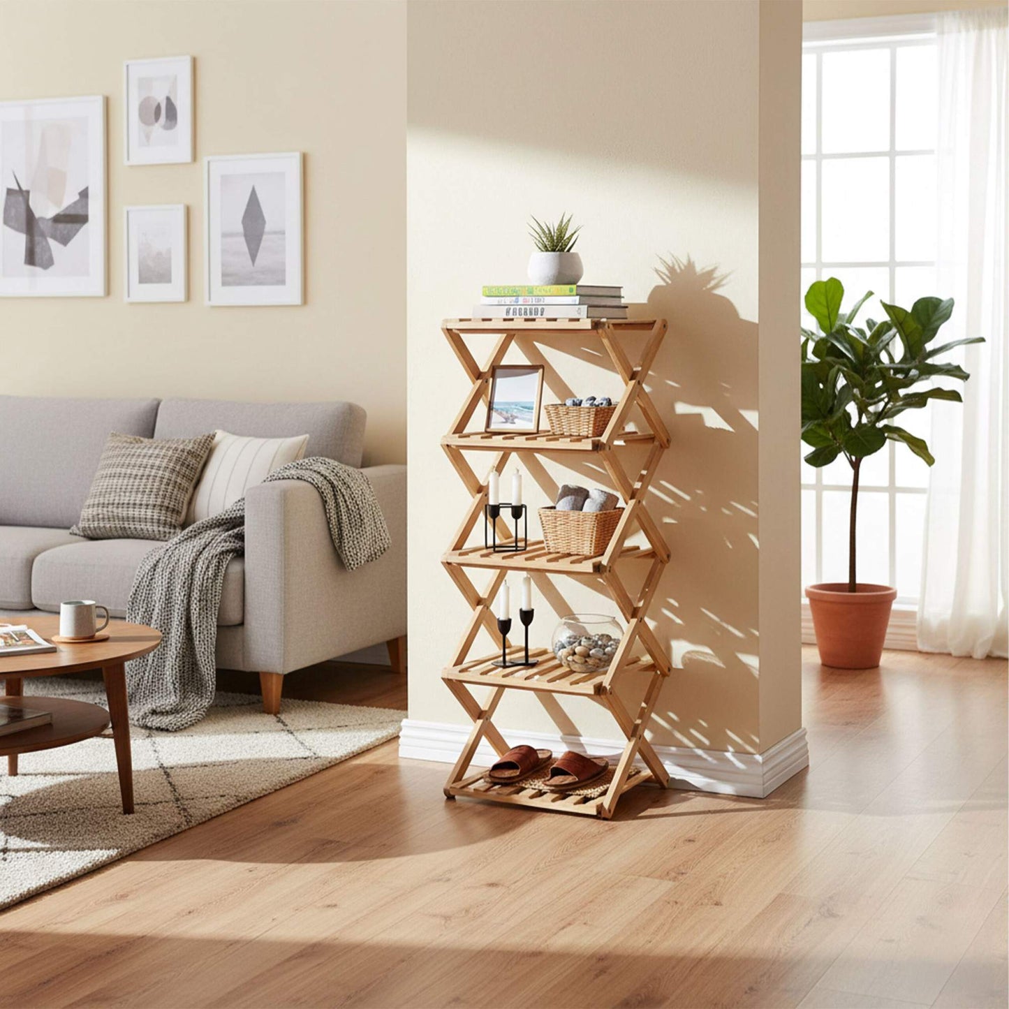 Folding Bamboo Shoe Rack – Vertical, Space-Saving Design