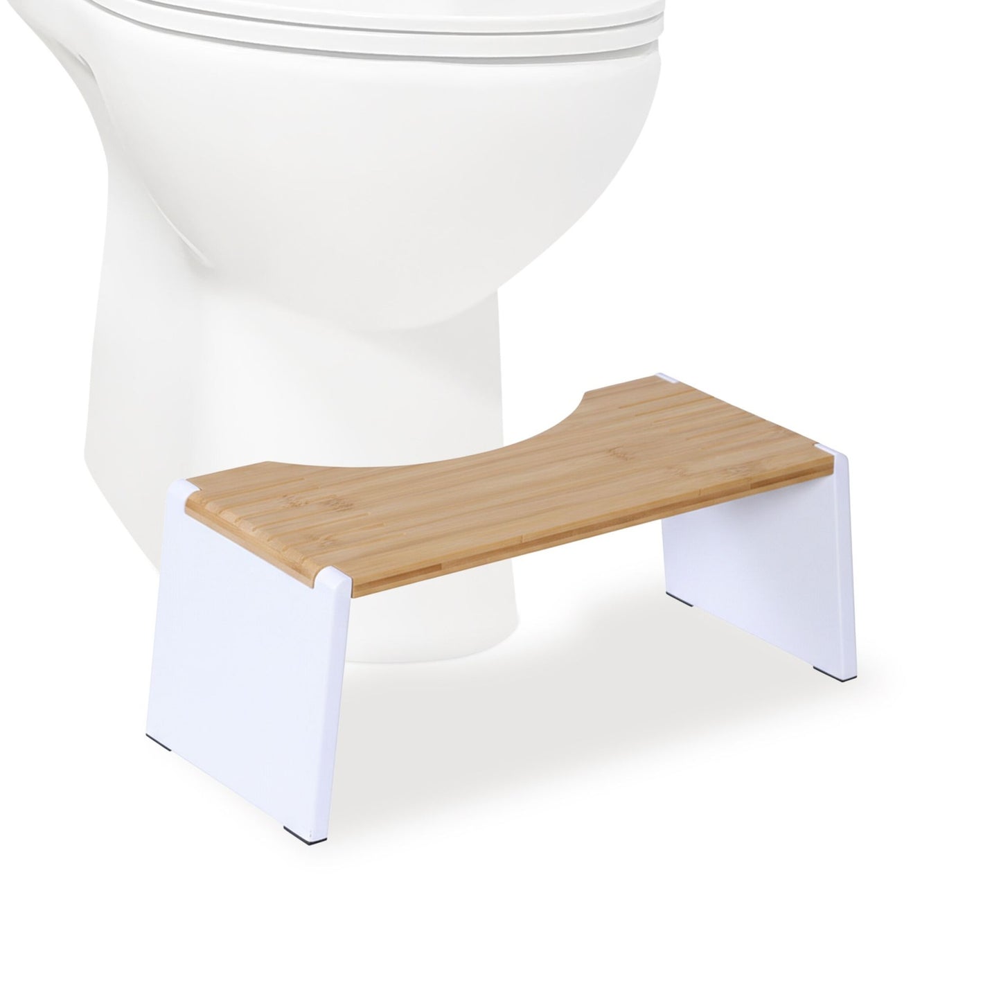 Folding Bamboo Toilet Stool – Non-Slip, Space-Saving