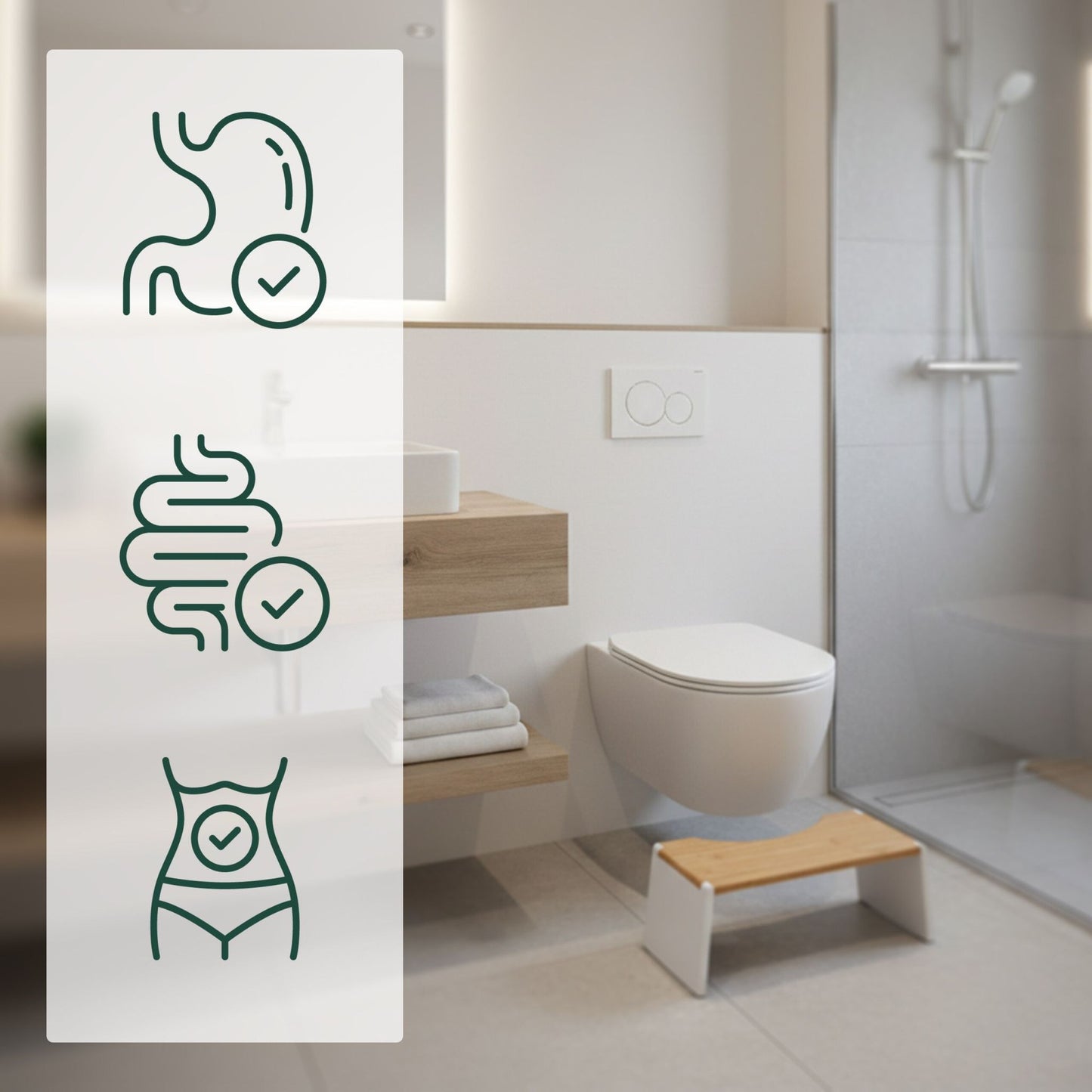 Folding Bamboo Toilet Stool – Non-Slip, Space-Saving