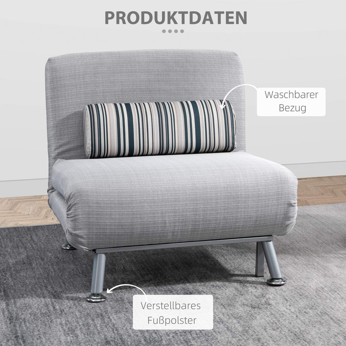 Folding gray metal sofa bed - Compact 75 x 70 x 75 cm