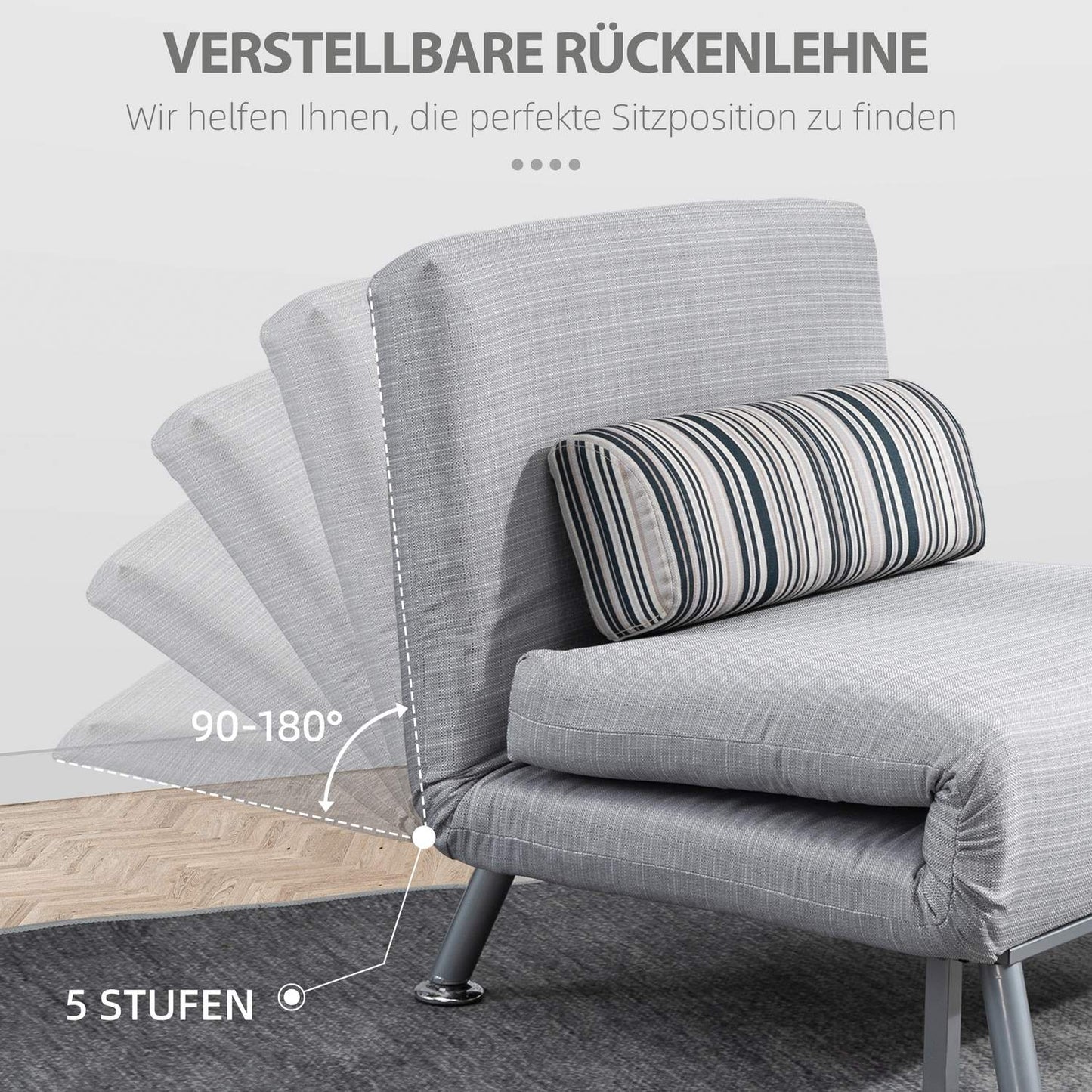 Folding gray metal sofa bed - Compact 75 x 70 x 75 cm