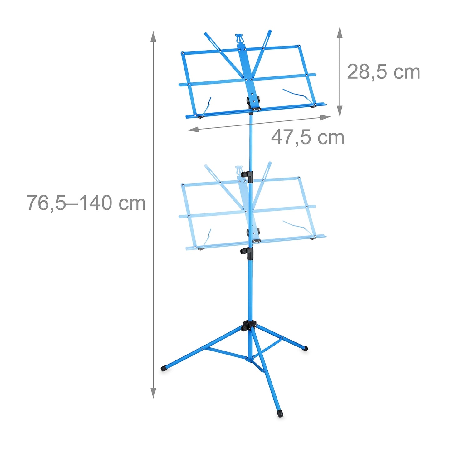 Folding Blue Metal Sheet Music Stand, Adjustable Height