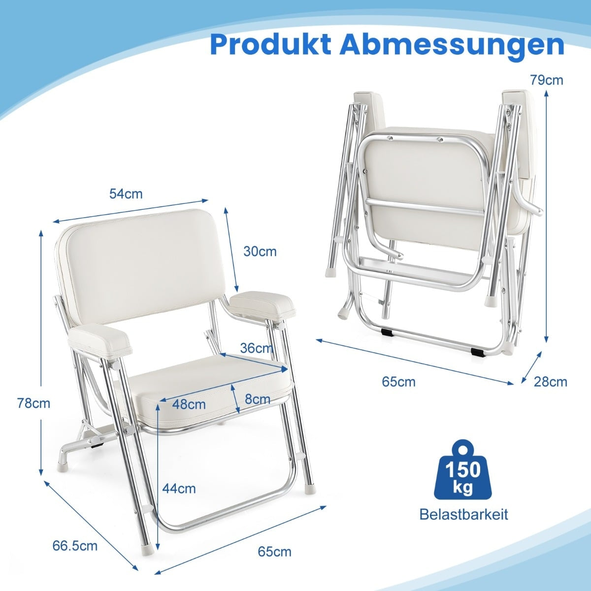 Folding Boat Chair with Padded Seat & Adjustable Backrest