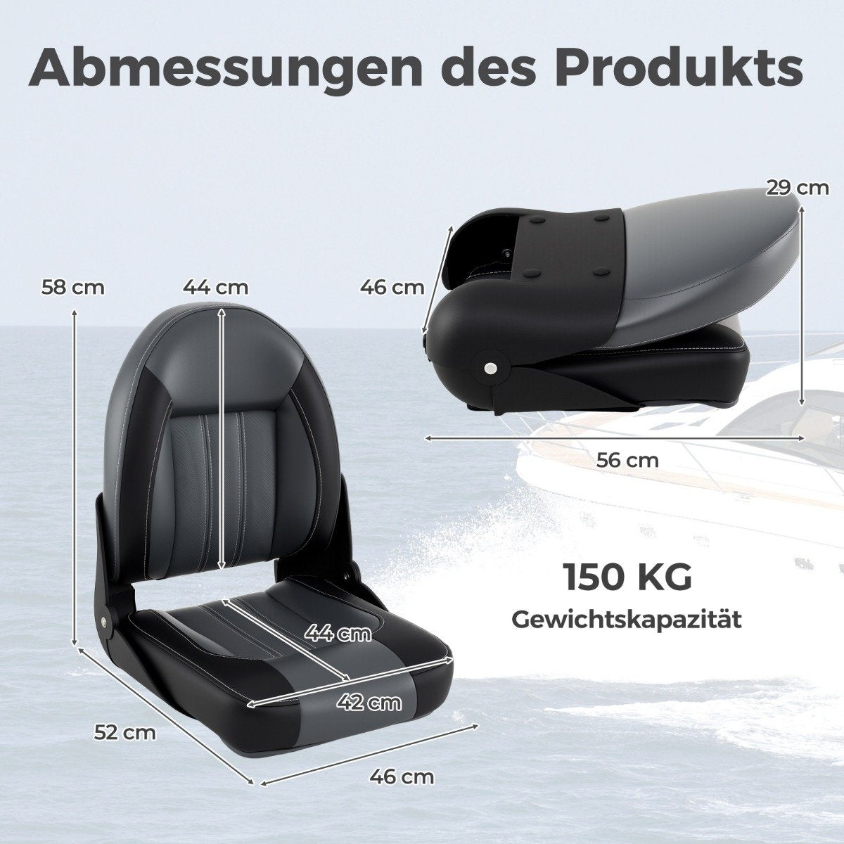 Folding Boat Seat Set, 2-Pack, 7cm Foam Padding