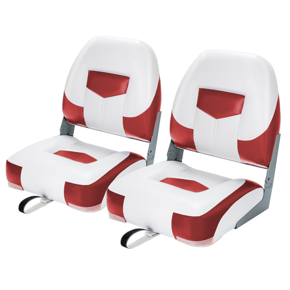Folding Boat Seats, 2-Pack, Red/White, 110kg Capacity