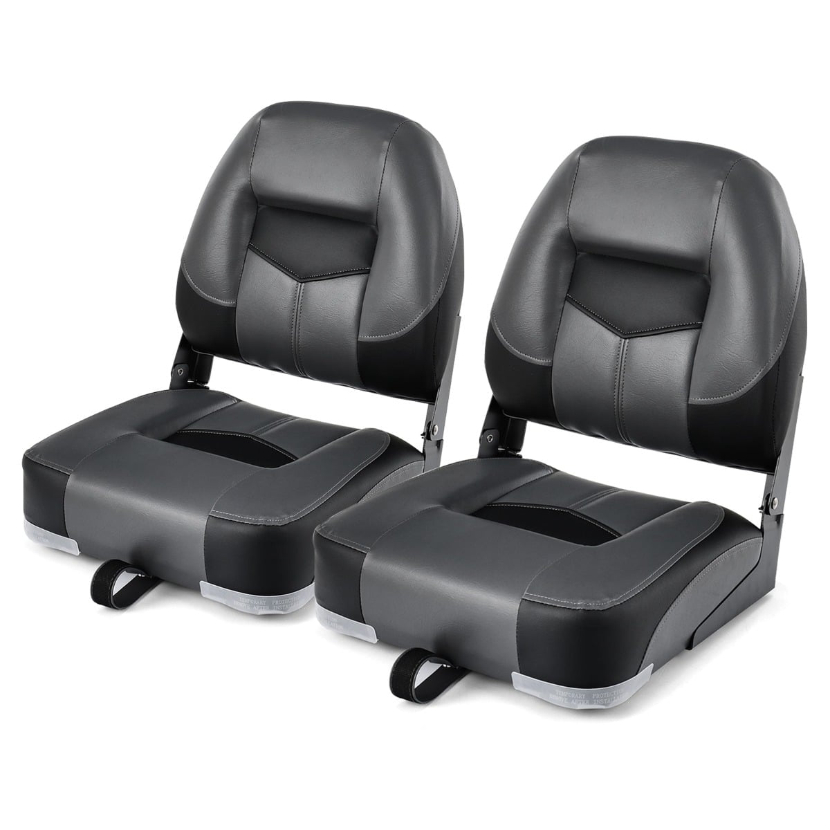 Folding Boat Seats Set, Black, Foam Padded, 110kg Capacity
