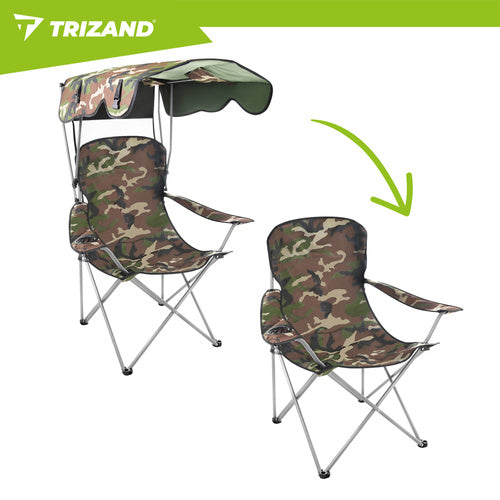 Folding Camo Fishing Chair with Canopy and Mosquito Net