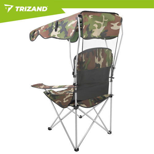 Folding Camo Fishing Chair with Canopy and Mosquito Net