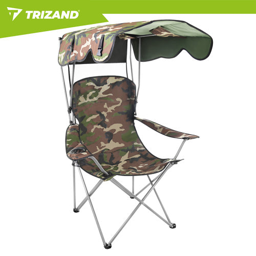 Folding Camo Fishing Chair with Canopy and Mosquito Net