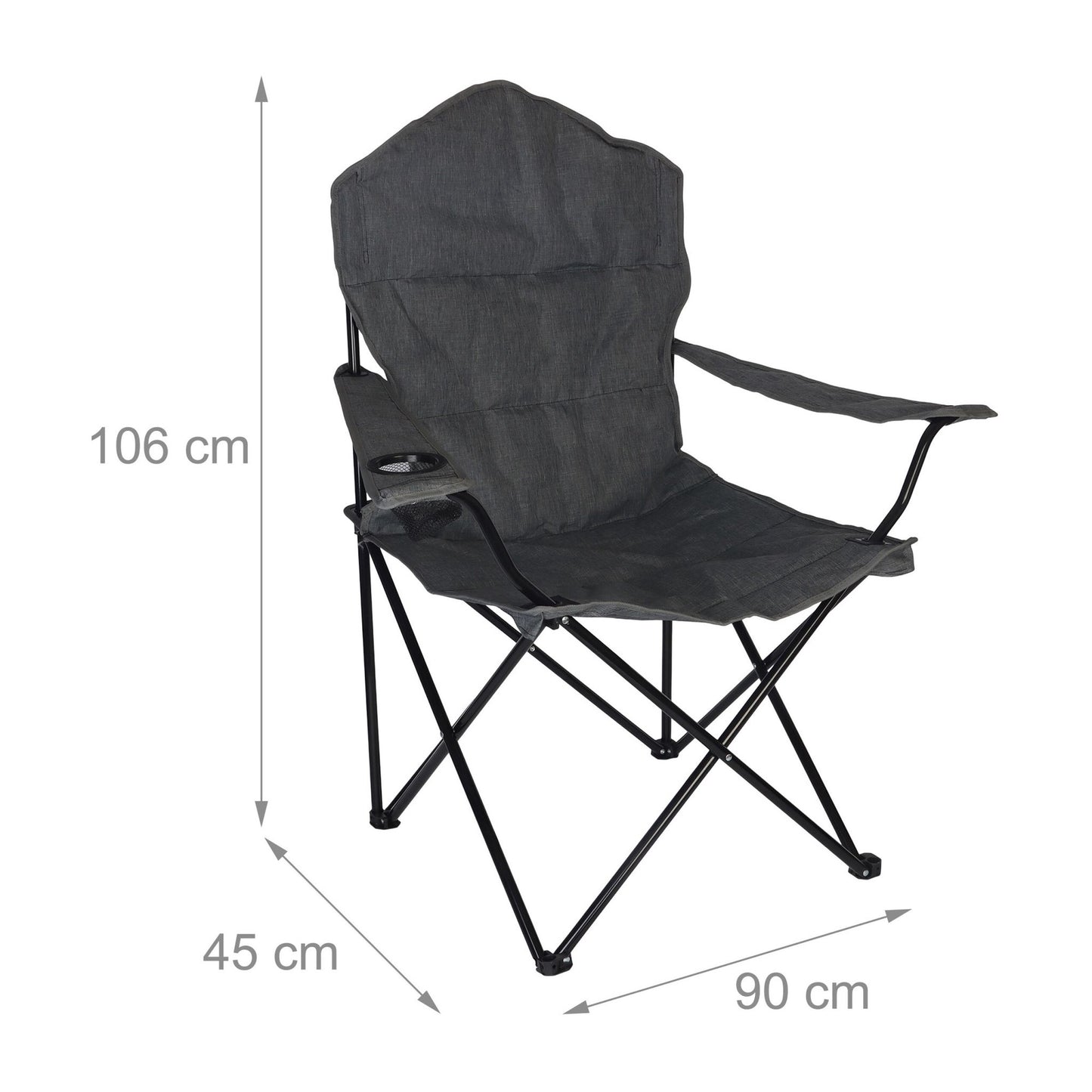 Folding Camp Chair with Armrests and Cup Holder