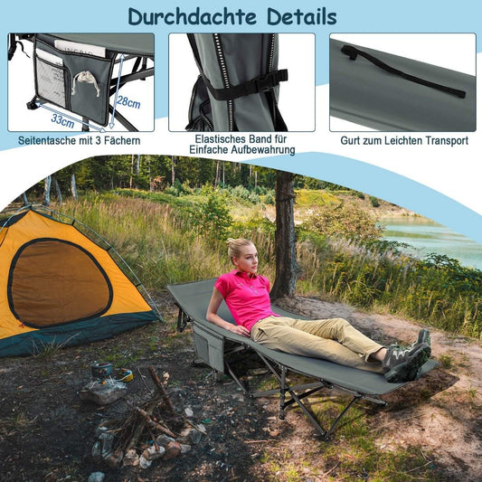 Folding Camping Bed Durable Travel Bed 190 x 70 x 54 cm Gray